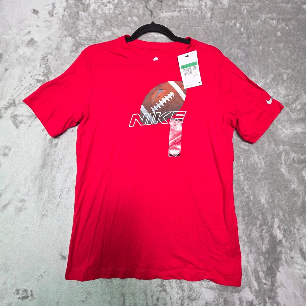Nike Boys Football Graphic Tee Red Short Sleeve Shirt XL DJ6630-657